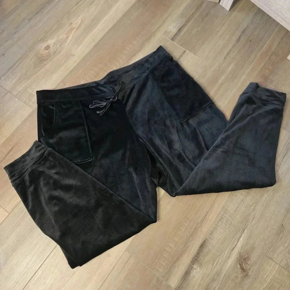 Women velour black casual yoga travel gym joggers - Picture 10 of 12